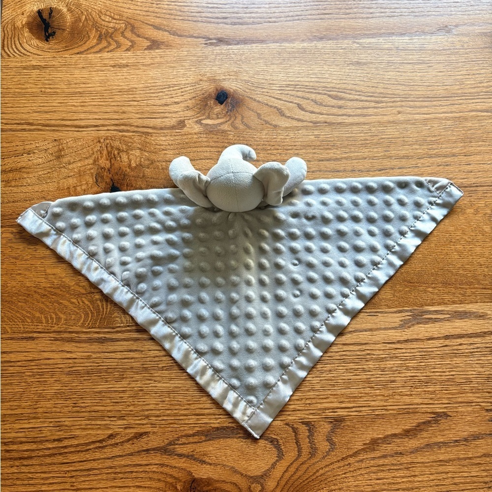 Gray Minky Elephant Baby Lovey Lovie Security Blanket with satin trim - Picture 10 of 17